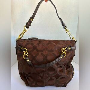Coach Chocolate Brown Shoulder Bag with Gold Accents